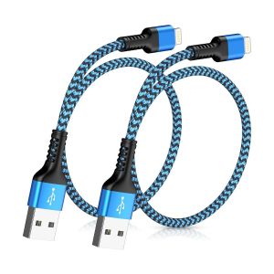 TRAHOO-Lot de 2 c&acirc;bles de charge courts pour iPhone - 30 cm - C&acirc;ble USB Lightning - Certifi&eacute; MFI - C&acirc;ble de charge rapide USB Lightning de 0,3 m - Pour iPhone 14 13 12 11 Pro Max Xs X 8 7 6 Plus SE i - Neuf