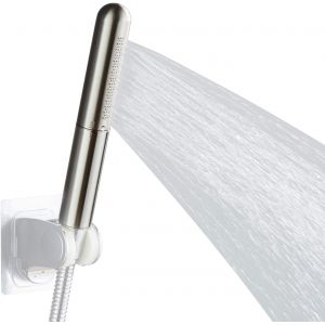 JGD-Pommeau de douche rond en cuivre massif de salle de bain pressuris&eacute; haute pression baguette de douche pulv&eacute;risateur finition nickel bross&eacute; - Neuf