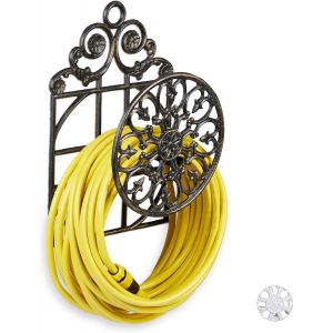 Ulteronixshop-Porte tuyau arrosage support tuyau arrosage fonte fer HxlxP: 50 x 32 x 20 cm, bronze - Neuf