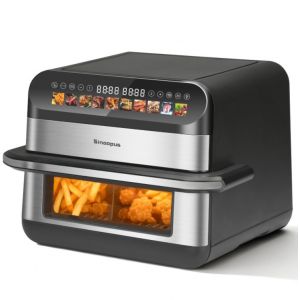 T5198P456945 &iquest; Friteuse 10 en 1 familiale, 10 litres d'air chaud, miroir d'observation avec &eacute;cran tactile LED, 8 programmes de cuisson, circulation d'air 360&deg;, cuisson &agrave; faible teneur en graisses, - Neuf