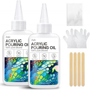 Huile De Silicone Pour Pouring Premium - 200 Ml D'huile De Silicone Pure Compatible Avec La Peinture Acrylique Ou Aquarelle - Acrylique &iquest;&iquest; Verser De La Peinture Pour Les Arts De Cr&iquest;&iquest;Ation De Cellules - Neuf