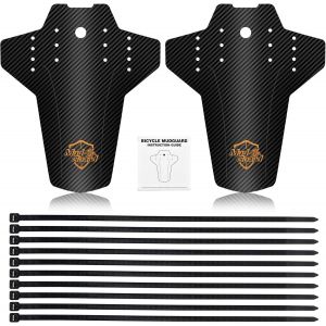 2 Pièces Garde-Boue De Vélo,Garde Boue Vtt Pare-Boue Vélo Aile Avant Et Arrière En Fibre De Carbone Avec Attaches Pour Bloquer La Boue - Neuf