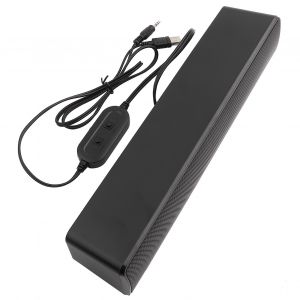 Barre de son stereo filaire USB, lecteur de musique, caisson de basses surround, entree 3,5 mm, pour PC et telephones portables (noir) - Neuf