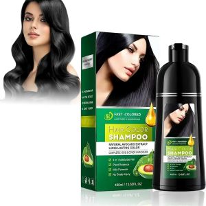 ERYI-Shampoing Teinture Cheveux 400 Ml U2013 Coloration Instantanée Noire Naturelle Et Durable, Couvre Les Cheveux Blancs, Pour Homme Et Femme - Neuf
