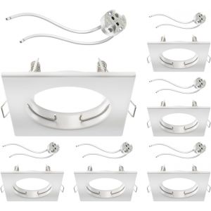 ledscom.de 10 cadres d'encastrement au plafond FERE, rond, blanc brillant (LED/Halogène/MR16/50mm) incl. douille GU5.3 - Neuf