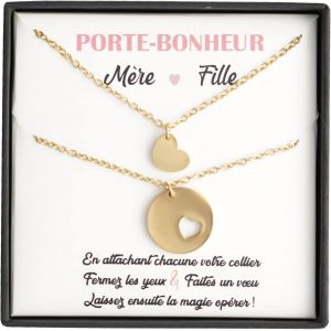 Kales-Set De 2 Colliers Pour Femme Avec Pendentif En Forme De Coeur M&egrave;re Fille.2 Bijoux Personnalis&eacute;s Livr&eacute;s Dans Une Boite Avec Message Porte-Bonheur.Id&eacute;e Cadeau Anniversaire,No&euml;l,F&ecirc;te Des M&egrave;res - Neuf