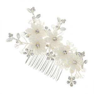 Peigne ¿¿ Cheveux De Mari¿¿E, Accessoire De Coiffure De Mariage, Ornement De Cheveux Lat¿¿Ral ¿¿ Motif Floral Avec Perles Rocailles Pour Les Mari¿¿Es - Neuf
