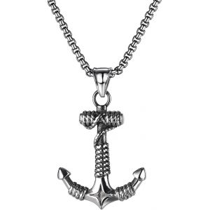Kal-Collier Avec Pendentif Ancre Nautique - Cha&icirc;ne Rock Gothique Punk Hip Hop Colliers Pour Hommes Et Femmes - Style 2 - Neuf