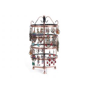 Pr&eacute;sentoir &Agrave; Boucles D'oreilles Rotatif &Agrave; 4 Niveaux Et 144 Trous - Marron - Neuf