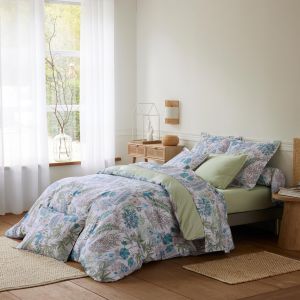 Parure De Lit 3 Pi&egrave;ces Satin De Coton V&eacute;g&eacute;tal Housse + Taies - Neuf