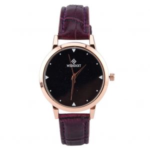 Montre A Quartz Retro A Cadran Rond Et Bracelet En Cuir Synthetique (Violet) - Neuf