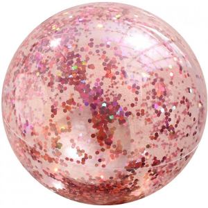 Ballon de plage gonflable à paillettes de 40 cm - Ballon de piscine flottant - Ballons de sport transparents avec paillettes et confettis arc-en-ciel - Or rose - Neuf