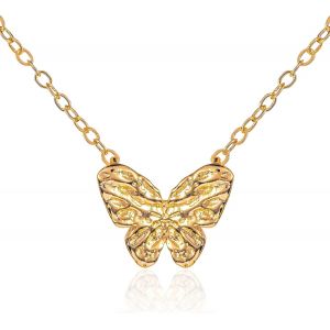 Kal-Collier Papillon Pour Femme Et Jeune Fille, Collier Chaine Avec Pendentif En Papillon Pour Femme, Chaîne Et Pendentif Papillon, Bijoux Femme Avec Pochette Cadeau - Neuf