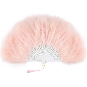 1920, Les Femmes De La Part De La Plume Ventilateur De Pliage Fan Fan De La Plume De La Plume Clapet Gatsby Le Magnifique Partie De L'accessoire (Couleur Rose) - Neuf