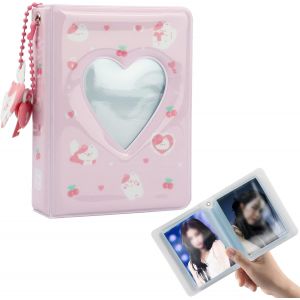 MAA-Album photo à 40 pochettes, 7,6 cm Kpop Mini photocard Holder Book avec joli pendentif, c?ur creux mignon motif écureuil ou chat pour collection de photos - Neuf