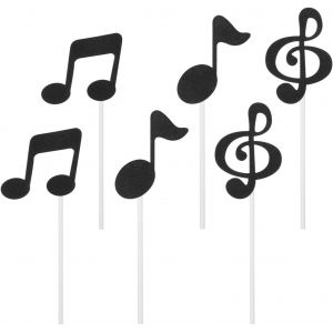 Lot De 6 D&eacute;corations De G&acirc;teaux Avec Symboles De Musique Et Notes De Musique Pour Cupcakes Motif F&ecirc;te D'anniversaire Noir - Neuf