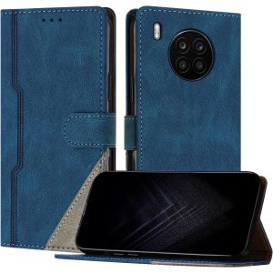 Kal-Étui Pour Huawei Honor 50 Lite, Housse En Cuir Pu Avec [Protection Antichoc Tpu] [Fonction Support] [Porte-Cartes ] Antichoc Magnétique Coque Pour Honor 50 Lite - Bleu - Neuf