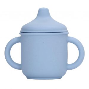 Gobelet anti-&eacute;claboussures en silicone Lave-vaisselle et micro-ondes Tasse d'entra&icirc;nement avec poign&eacute;es et couvercle pour les tout-petits et les b&eacute;b&eacute;s Bleu - Neuf