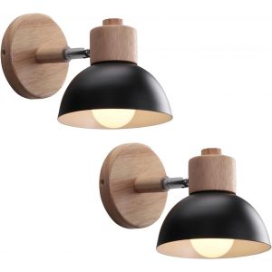 Subzonal-Applique Murale Industrielle Vintage Lampe Murale Interieur Sconce R&eacute;tro Luminaire Applique Abat-Jour E27 &Oslash;15cm Pour Salle &Agrave; Manger Escalier Chambre Cuisine Caf&eacute;(2pcs Noir) - Neuf