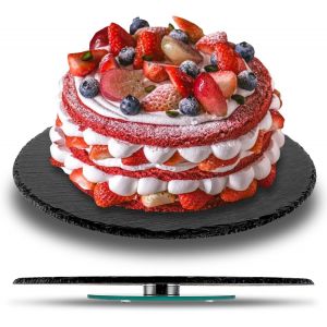 Checarzhn--No1-Plateau En Ardo Rotatif, Rond, Ø 30 Cm, Plateau De Service, Noir, Plateau De Service, Plateau De Service, Plateau Rotatif, Plateau De Table, Plateau De Décoration De Table - Neuf