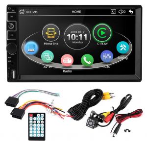 Lecteur MP5 simple DIN avec ecran 7 pouces et camera de vision nocturne etanche a 8 LED - Neuf