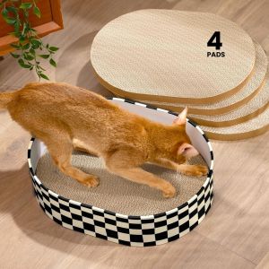 Cmws-Griffoir Pour Chat Avec 4 Planches Grattage, Bo&icirc;te Grattoir Chat Carton Ondul&eacute; R&eacute;versible R&eacute;sistant Pour Chats D'int&eacute;rieur, Couchage Et Mobilier Pour Chats, Cadeau Pour Chatons, Grand Mod&egrave;le - Neuf