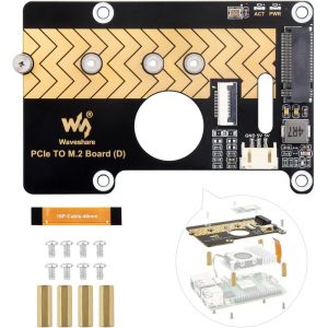 PCIe to M.2 Adapter Board (D), Compatible with Raspberry Pi 5, Supports 2280/2260 / 2242/2230 Size NVMe Protocol M.2 SS Solid State Drive, High-Speed Reading/Writing NVMe Adapter - Neuf
