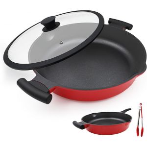 Subzonal-Po&ecirc;le 32cm Avec Couvercle, 2-En-1 Po&ecirc;le &Agrave; Frire Antiadh&eacute;sive, Aluminium Casseroles Tous Les Types De Plaques De Cuisson - Neuf