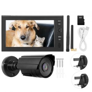 Systeme de surveillance de securite sans fil 7 pouces LCD, Wi-Fi, 4 canaux, ecran + camera, 1 camera infrarouge, carte memoire, Royaume-Uni - Neuf