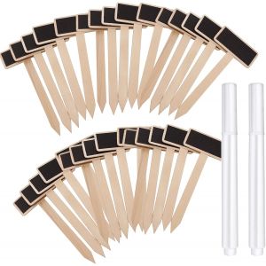 Lot De 30 Étiquettes En Bois Pour Plantes De Jardin,Marqueurs De Plantes De Jardin Avec Stylo De Marquage Pour Plantes D'intérieur Et D'extérieur En Pot,Semences,Herbes,Fleurs,Légumes - Neuf