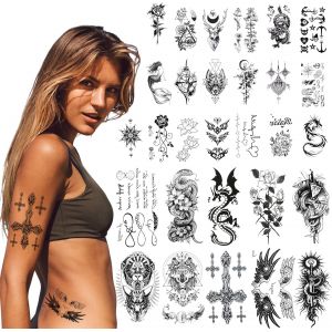 Tatouages Temporaires Imperméables Minuscules, 40 Feuilles Autocollants 3d Réalistes De Tatouage Papillon Rose D'animal De Lion Loup, Faux Tatouages Pour Enfants Faux Tatouage Hommes Femmes - Neuf