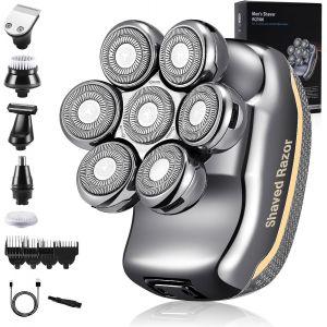 Rasoir Electriques Chauve Hommes Tondeuse Cheveux: Rechargeable, Têtes Rotatives Tondeuses 0mm Sans Fil Étanche, Professionnelle Barbe Corps Nez Oreilles Tête Et Visage[Z1802] - Neuf
