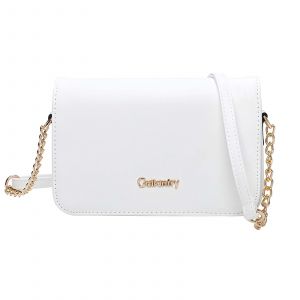 Sac Bandouli&egrave;re pour Femme Lisa Effet Grain&eacute; avec Rabat &agrave; Fermeture Magn&eacute;tique Gallantry Blanc - Neuf