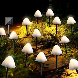 JGD-Lampe solaire de jardin 30 LED - 6,5 m - Guirlande lumineuse solaire - 8 modes - &Eacute;tanche - D&eacute;coration pour cour, trottoir, chemin, mariage, f&ecirc;te, blanc chaud - Neuf