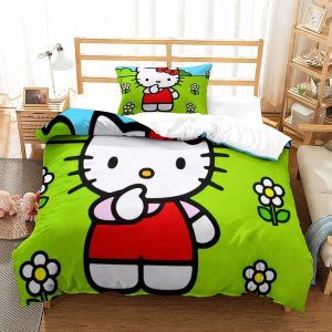 Hello Kitty Housse De Couette, D Pink Parure De Lit Housses De Couettes Microfibre Avec Fermeture &iquest;&iquest;Clair Et Taies D'oreiller Parure De Couette Respira - Neuf