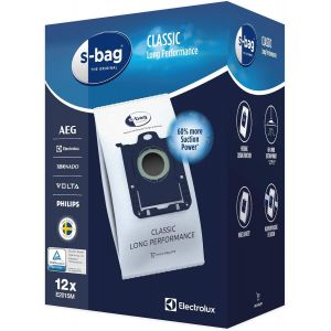 E201Sm Sac Aspirateur S-Bag Classic Long Performance, 12 Sacs, Optimise Le Flux D'Air Avec Le Matériau Synthétique Résistant Du Sac, Adapté À De Nombreux Types D'Aspirateurs[SSE7110034] - Neuf