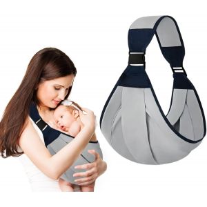 Kalanka-Porte Bebe, Portable Echarpe De Portage Bébé Avec Des Bretelles Confortables Et Réglables, Boucles Écharpe De Portage Et Multifonctionnelle Pour Bebe De 0 À 36 Mois (Gris) (Gris) - Neuf