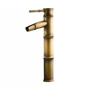 Bambou Haut De Robinet, 3 Joints De Rupture De La Bouche, De La Cascade Lavabo Robinet Mitigeur Du Robinet Monotrou Chaude Et Froide Des Robinets D'eau Disponible, De Bronze Robinet De Salle De Bains - Neuf