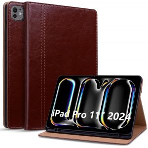 Naeryut-Coque Pour Ipad Pro 11 Pouces 2024 (M4) A2836 A2837,Étui Pour Ipad Pro 11 M4 2024 Tablette Avec Porte-Stylet Et Support Etui En Cuir Pu Housse De Protection,Marron - Neuf