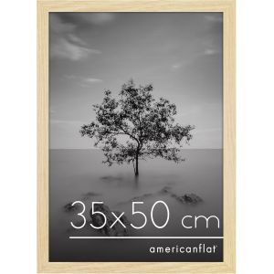 CMWX-Cadre Photo 35x50 cm Ch&ecirc;ne Naturel - Cadre Photo Bois MDF avec Vitre Plexiglas & Mat&eacute;riel de Suspension - Cadre Photo 50x35 cm pour Suspension Horizontale ou Verticale - Neuf