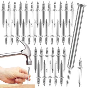 Pack De 100 À Double Tête De Clous À Tête Double Plinthe Ongles Transparent Plinthes Ligne Avec Des Ongles Socket Spécifique De L'outil Spécial Caché Ongles Pour L'entretien Des Meubles - Neuf