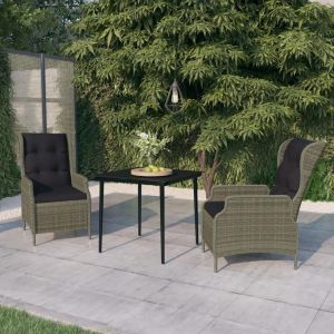 Prolenta Premium - Ensemble À Manger De Jardin 3 Pcs Marron - Neuf