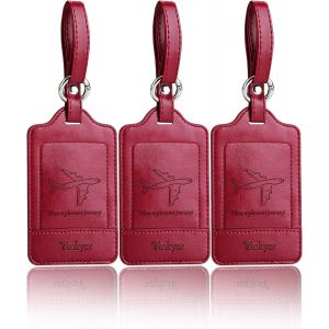 KALANKA-3 Pi&egrave;ces Etiquette Valise, Etiquette Bagage Valise, Voyage Avion, cuir PU, Durable, Esth&eacute;tique, aide &agrave; l' Identification, Protection de la vie Priv&eacute;e - Neuf