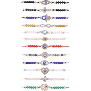 12 Pi&egrave;ces Bracelet Oeil Du Diable Mauvais ?Il Bracelets Protection Evil Eye Bracelet &Agrave; Breloques Dames Bleu Oeil Bijoux Cadeaux Pour Femmes Filles - Neuf