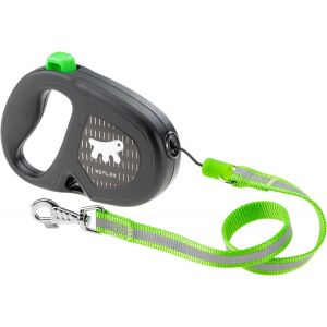 Laisse Chien Enrouleur R&egrave;flechissante Flippy One Reflex, Laisse Pour Chiens De Taille Moyenne Jusqu'&agrave; 20 Kg. Cordon Extensible Max 5 M. Bouton Unique Pour Verrouiller Et Lib&eacute;rer, Vert - Neuf