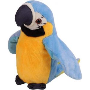 Jouet &eacute;lectrique pour perroquet - Jouet parlant - Peluche - Avec fonction d'enregistrement et de lecture - Peluche pour enfants et filles (Bleu) - Neuf