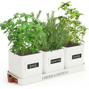 Jardinière D'intérieur Avec Plateau,Pots De Fleurs D'intérieur De Ferme,Rebord De Fenêtre,Jardin D'herbes Aromatiques Avec Drainage (Pot De Fleurs Uniquement) Pour Intérieur/Extérieur, - Neuf