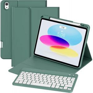 &Eacute;tui Avec Clavier Pour Ipad A16 11e G&eacute;n&eacute;ration 2025/10e G&eacute;n&eacute;ration 2022 (11/10,9""), Coque Arri&egrave;re En Tpu Souple Avec Porte-Stylo, Clavier Magn&eacute;tique Amovible, Pour Ipad 11/10 G&eacute;n&eacute;ration, Vert - Neuf