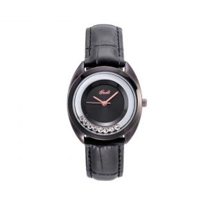 Montre &Agrave; Quartz Noire D&eacute;contract&eacute;e Pour Femme Avec Bracelet En Cuir Et Fonction &Eacute;tanche - Neuf