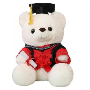 Poup&eacute;e ours en peluche cadeau comm&eacute;moratif de remise de dipl&ocirc;me jouet en peluche transfrontalier poup&eacute;e docteur ours avec chapeau-Blanc - Neuf